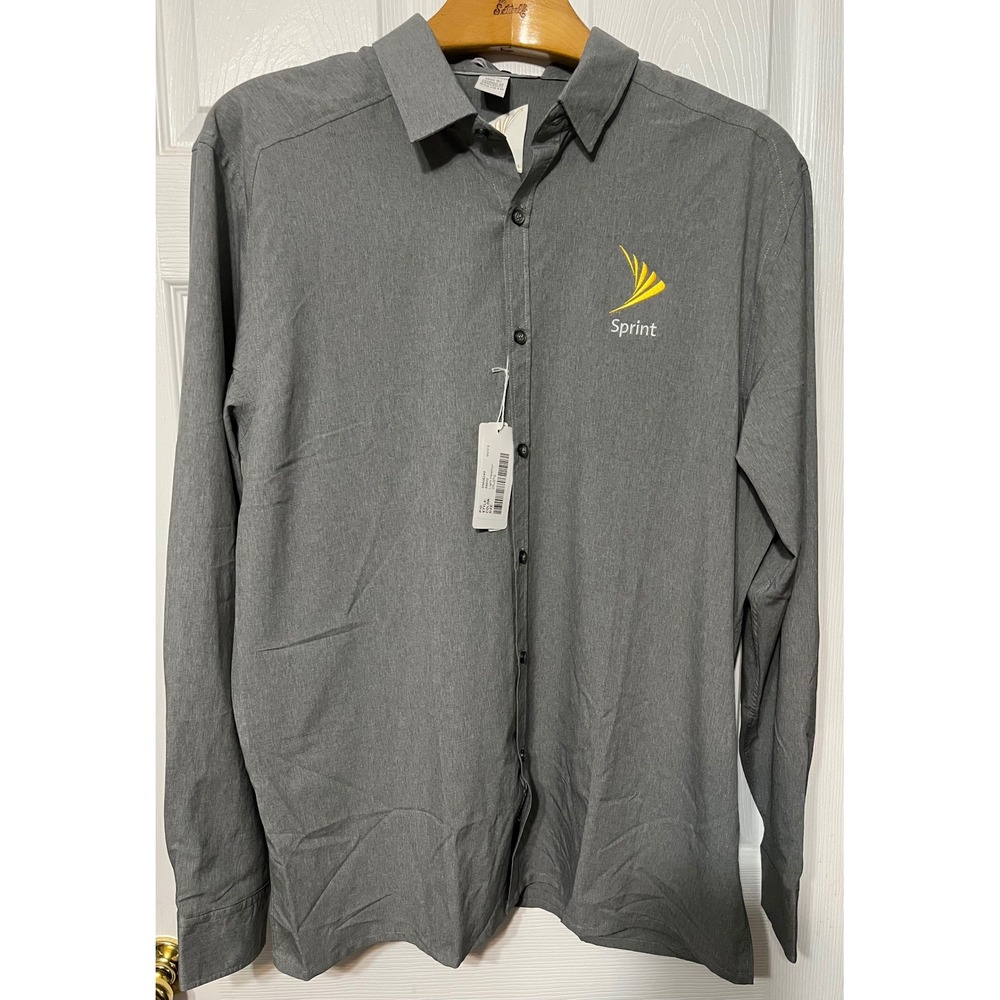 North End Sport Shirt Mens 2XL‎ Sprint Gray Button Down Long Sleeve Easy Care